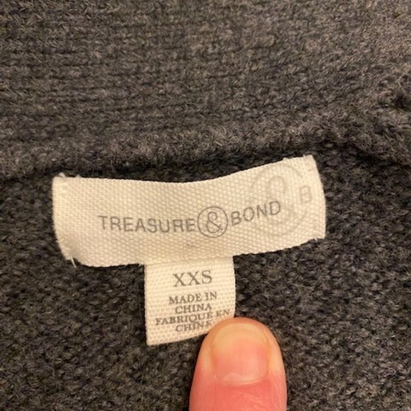 Treasure & Bond Grandfather Sweater, Charcoal Grey, Size XXS - Picture 3 of 8